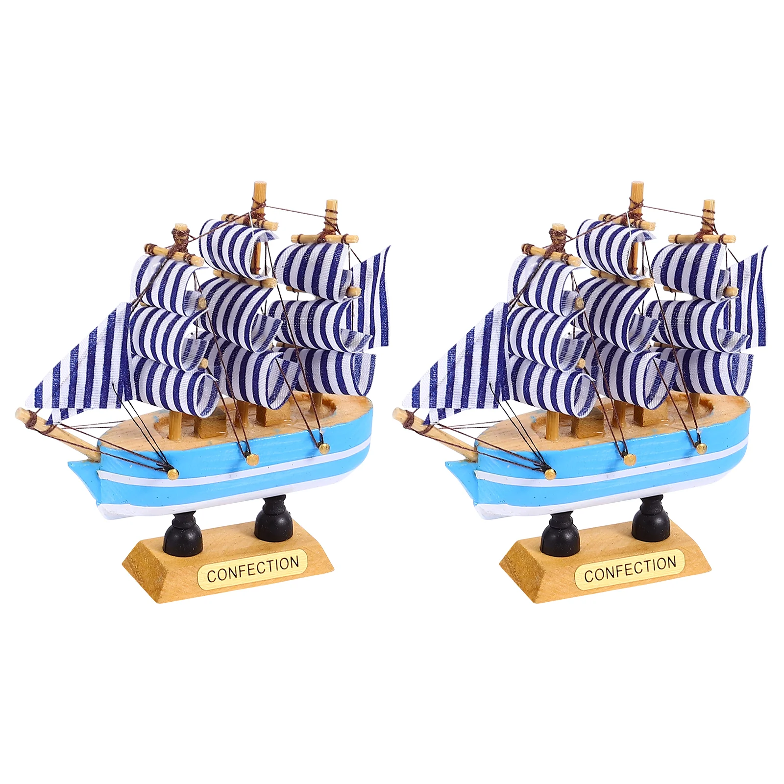 2 Pcs Sailing Boat Cake Decoration Toppers Party The Gift Hat Wooden Graduation Cupcake Pick