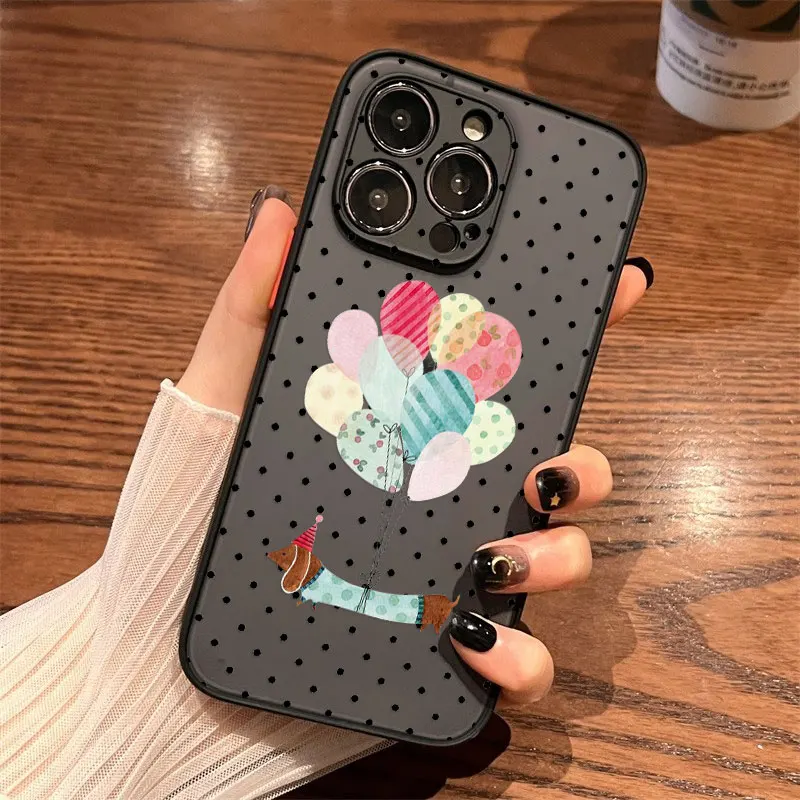 

Dachshund & Dots Phone Case for IPhone 17 16 Pro Max 15 14 Pro Max Plus 13 Mini 12 11 Pro Max Fashion Cartoon Shockproof Covers