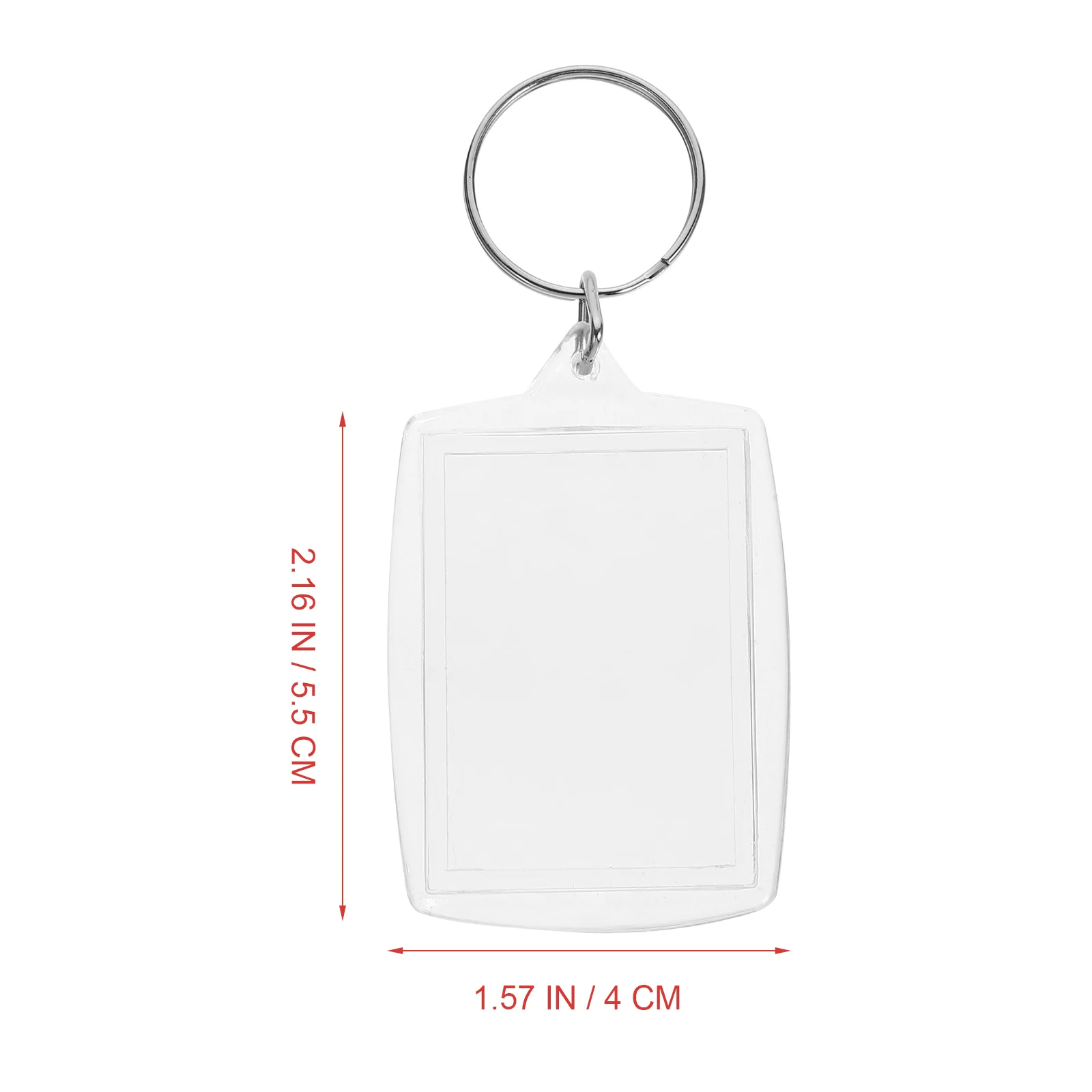 100 Pcs Key Ring Photo Keyring Holder Keychain Frame Transparent Blank Insert Round DIY Split