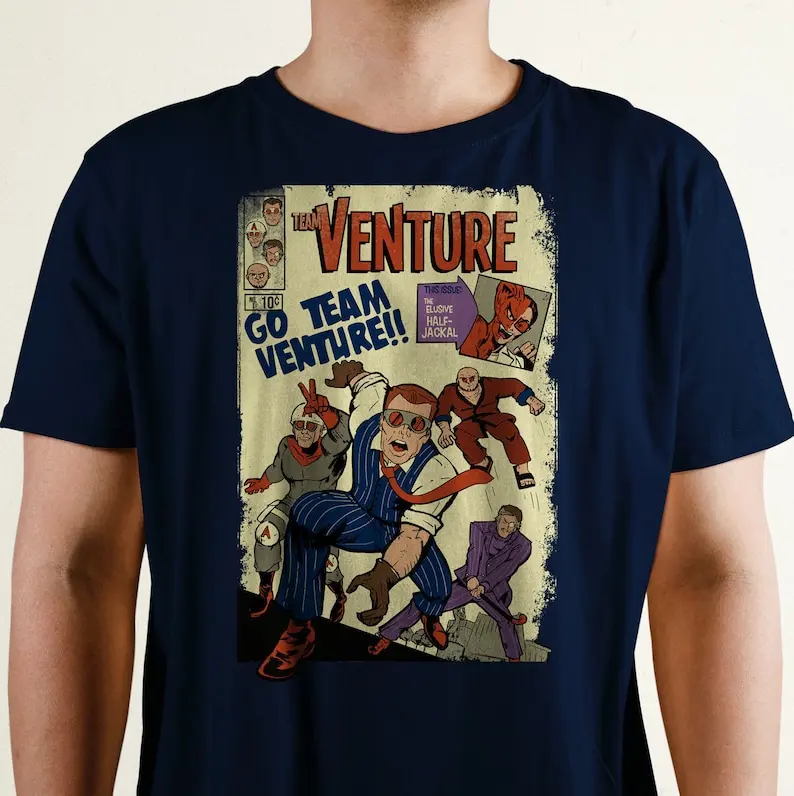 T-Shirt à Manches Courtes et Col Rond en Coton pour Homme, Vêtement de Grande Taille, Collection Team Venture Comics Bros