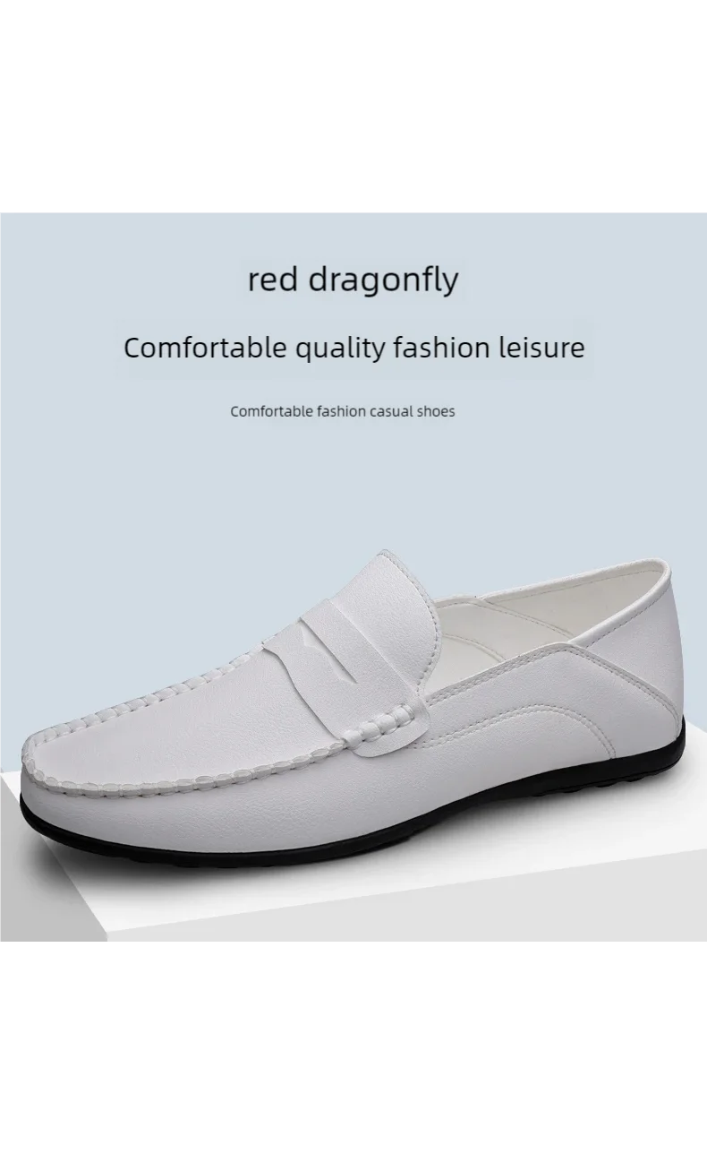 Herren-Slipper in Übergrößen, lässige Alltagsschuhe, neue Modelle für alle Jahreszeiten, weiche Sohle, Outdoor-Fahrerschuhe, weiße Schuhe, modische Schuhe für junge Leute, trendige Schuhe. – Detail 4