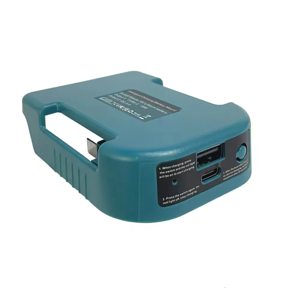 Battery holder, compatible with Makita 18V lithium battery.With USB and Type-C output.Suitable for belt and wall installation