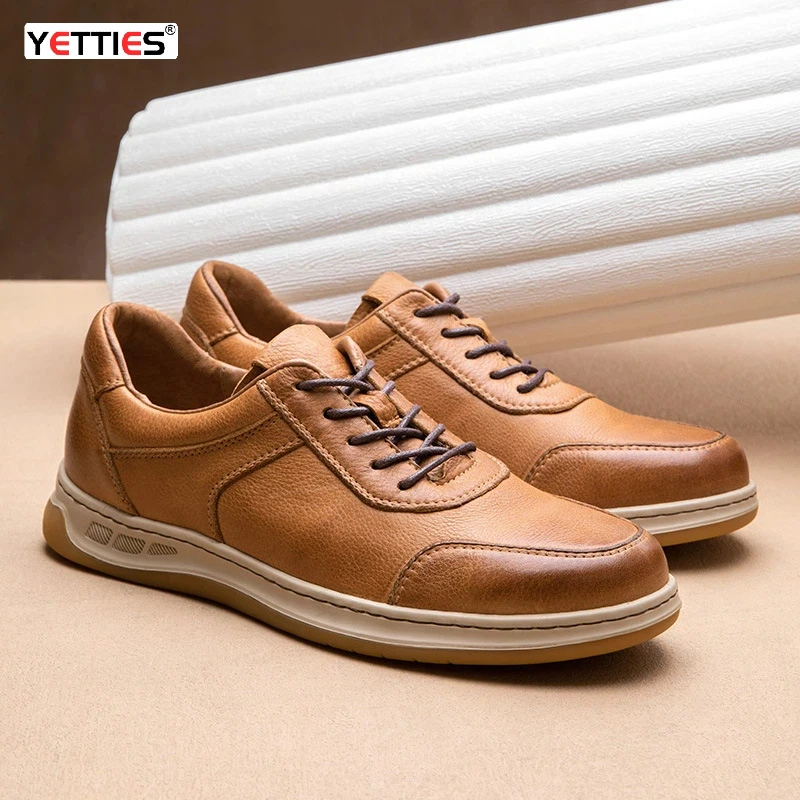 

New Korean Style Handmade Business Casual Shoes, Top Grain Leather Men's Loafers with Breathable Soft Sole, Autumn Men's Shoes