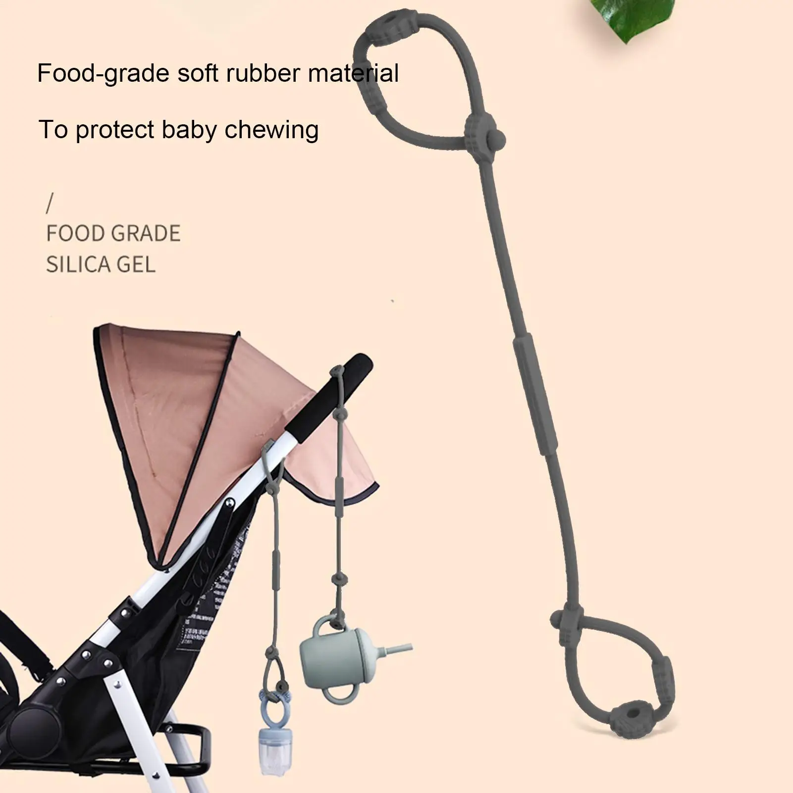 Baby Toy Safety Chains Adjustable Silicone Telescopic Toy Straps High Chair Accessories Clip for Stroller Storage
