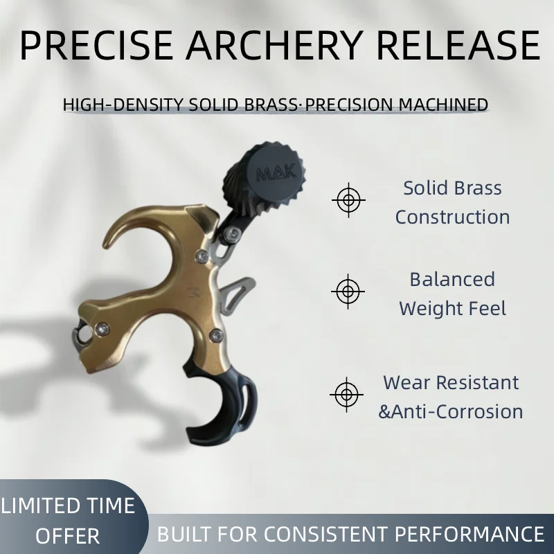 AIM MAKALU Archery Release Aid, Brass Body Trigger Wrist Release, Accessory for Compound Bow Practice & Competition