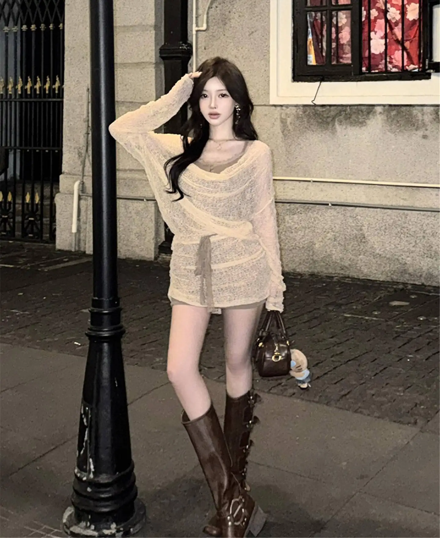 Abiti Abito da donna Jirai Kei Autunno Chiffon Applique Floreale A strati Pieghe Estetica Ditsy Princess Dolce Artistic Weekend Fit