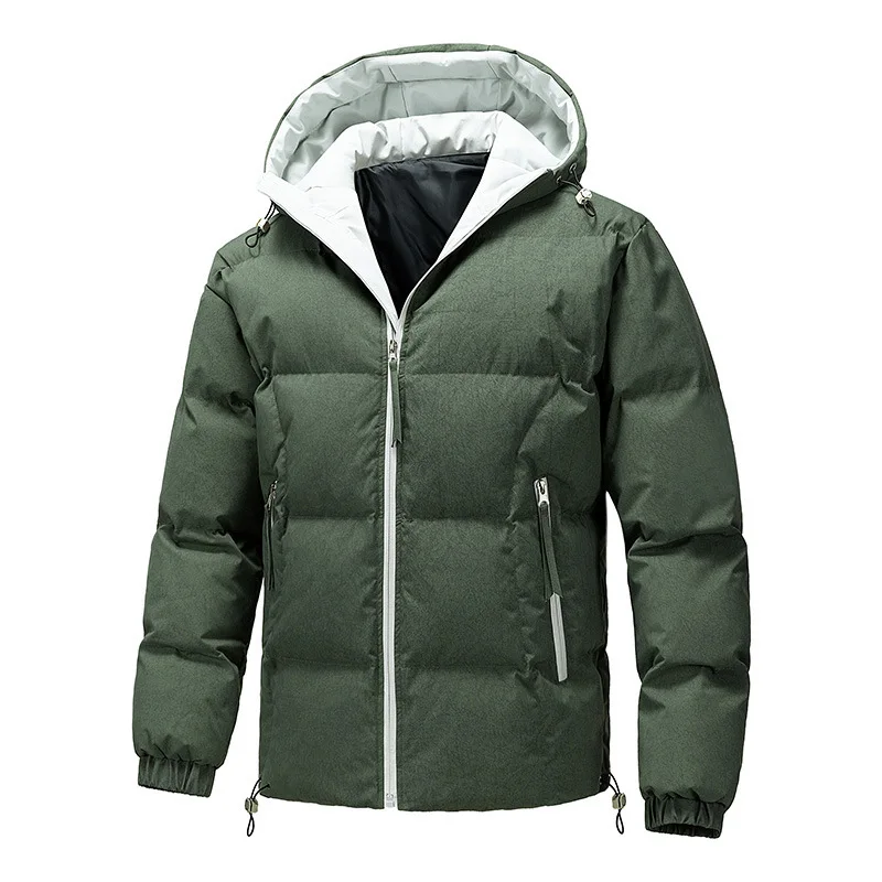 Man Down Jacket Winter Thicken Cold-proof Contrast Color Male Hooded Coat Long Sleeve Casual Versatile Men Outerwear