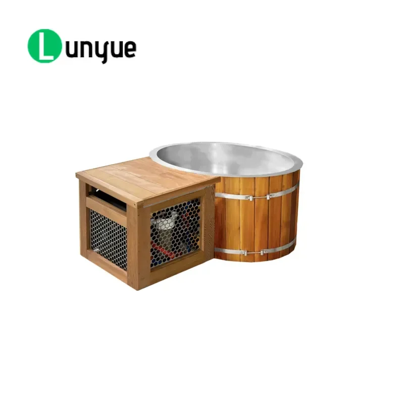 Portable Wooden Ice Tub for Adults Outdoor Thermal Insulation Design Large Capacity Beer Wine Cooler Bucket for Party Camping