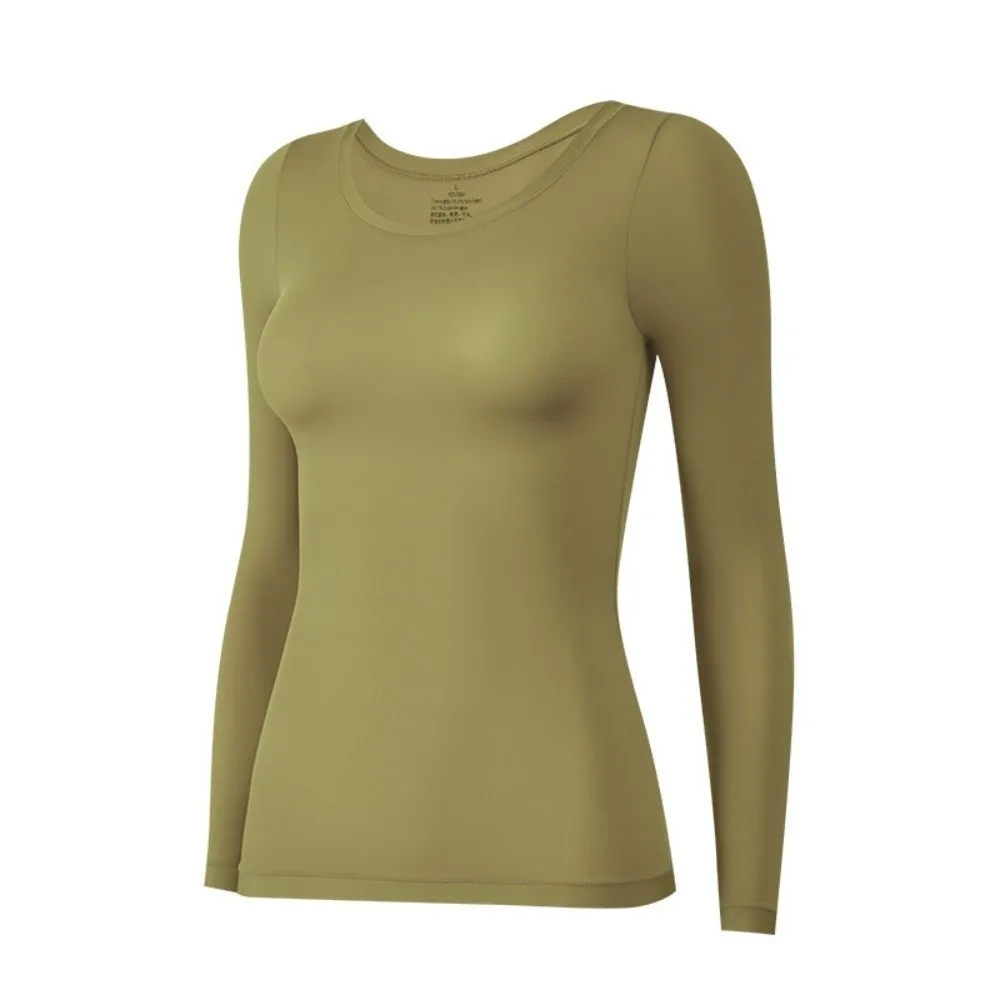 Ultradünne Damen-Thermokleidung Set aus Oberteil und Hose mit Rundhalsausschnitt, unsichtbare Thermo-Unterwäsche, wärmeisolierend, lange Hose – Detail 3