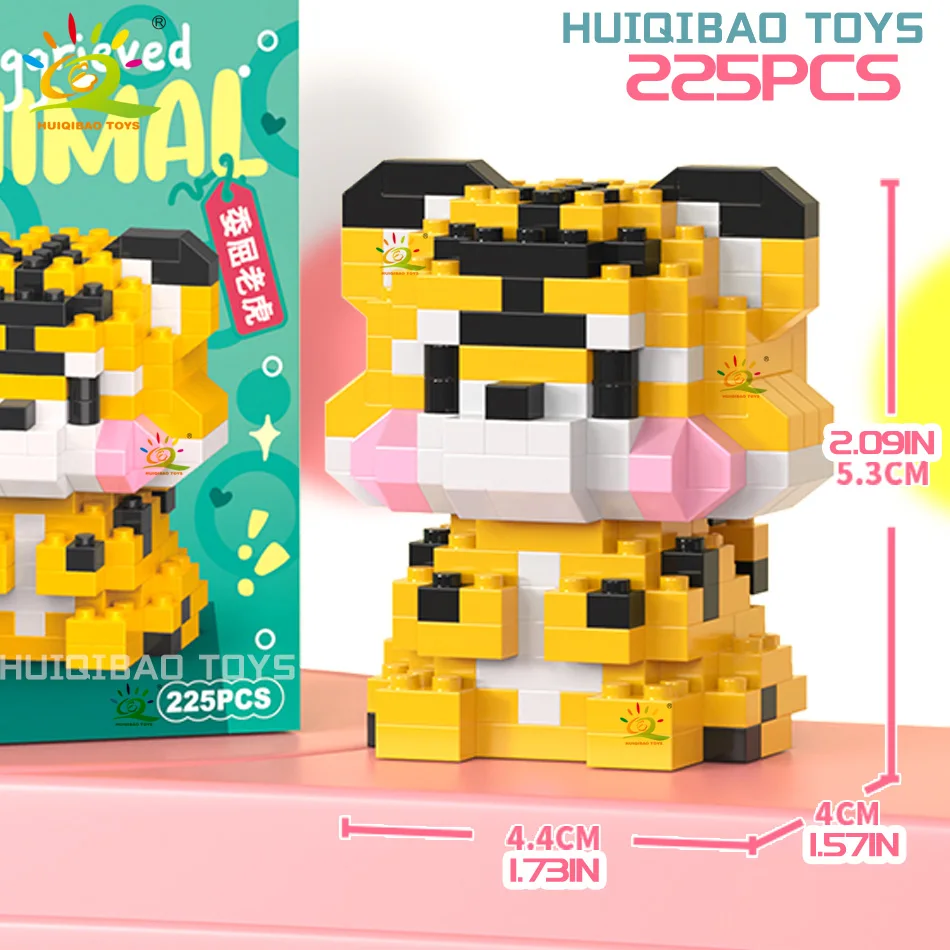 HUIQIBAO MINI Niedliches Haustier Tier Pinguin Modell Baustein Micro Set Stadt Cartoon Löwe Diamant Steine Lernspielzeug für Erwachsene