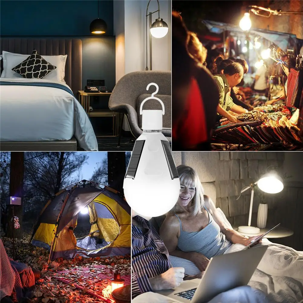 12w Led 5V pannello solare luce impermeabile lungo luminoso alta illuminazione lampadina tenda cortile giardino barbecue portatile campeggio lampada da esterno