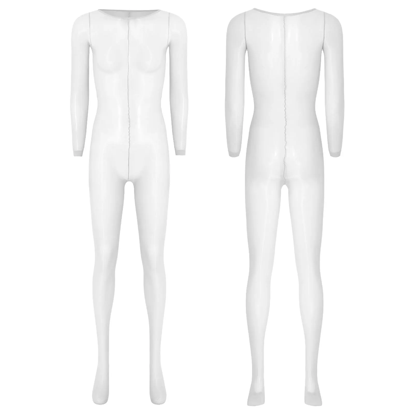 

Women See Through Socks Jumpsuit Full Footed Ultra Thin Bodystocking Nylon Sexy Tearable Tempting Jumpsuit for Erotic Nightwear