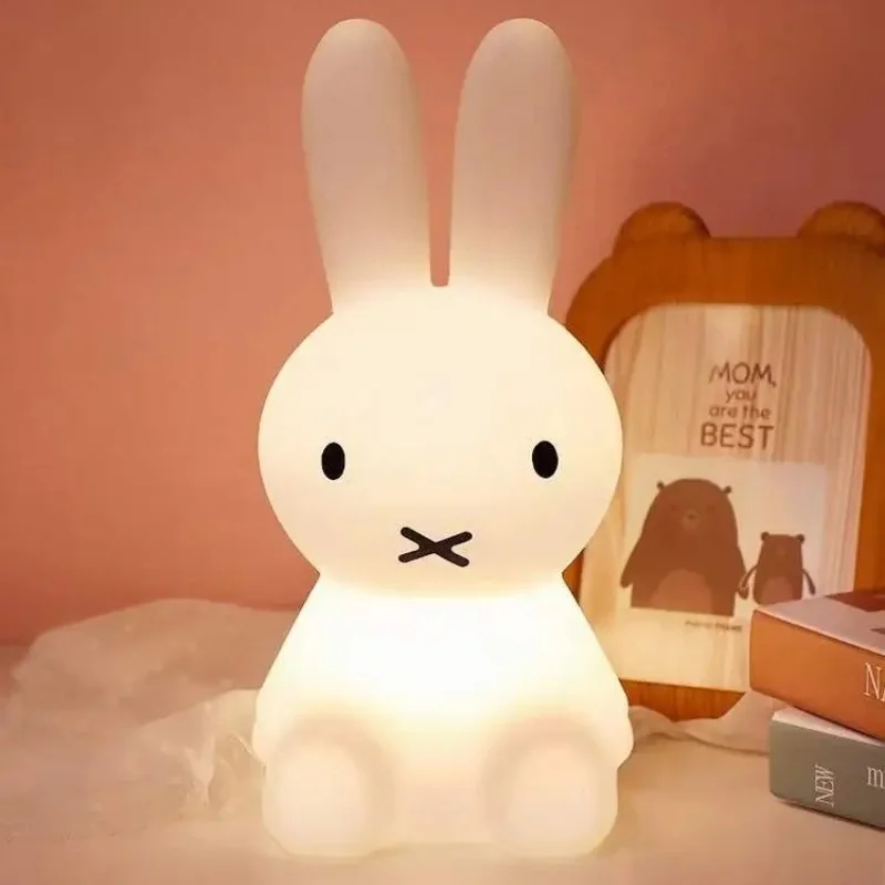 Cute 3D Night Light Kawaii Anime Cartoon Bunny Eye Protection Rechargeable Desk Lamp Bedroom Children Bedside Lamp Camp Lamp