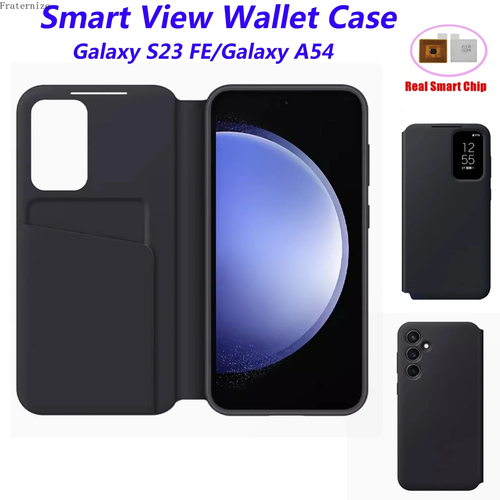 Smart View Wallet Case For Samsung Galaxy S23 FE Flip Phone Case For Samsung Galaxy A54 5G Free-flip Cover With smart chips