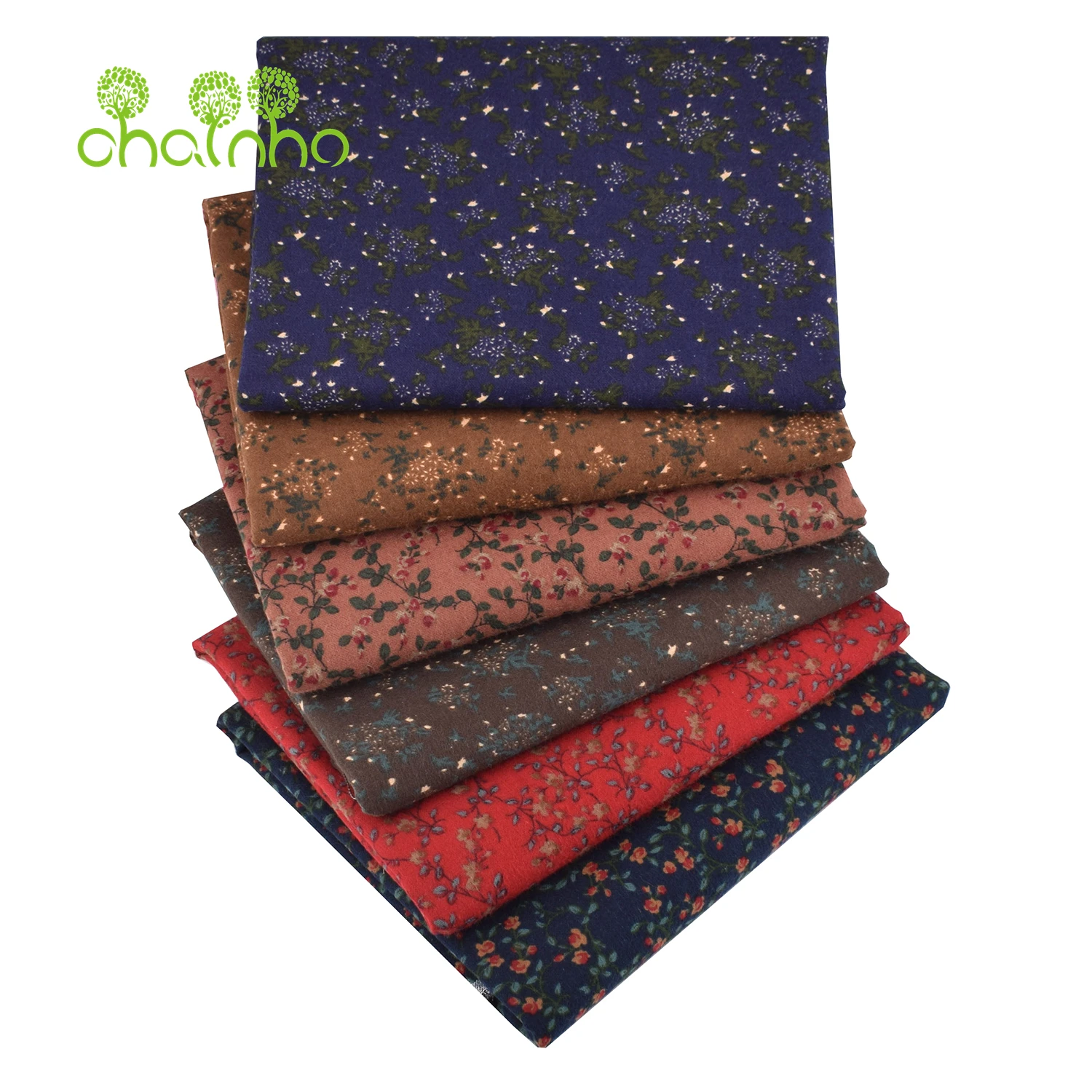 Chainho,Printed Plain Brushed Cotton Fabric,DIY Sewing Quilting Material For Cushion,Pillow,Sofa,Tablecloth,Floral Series,25MM6