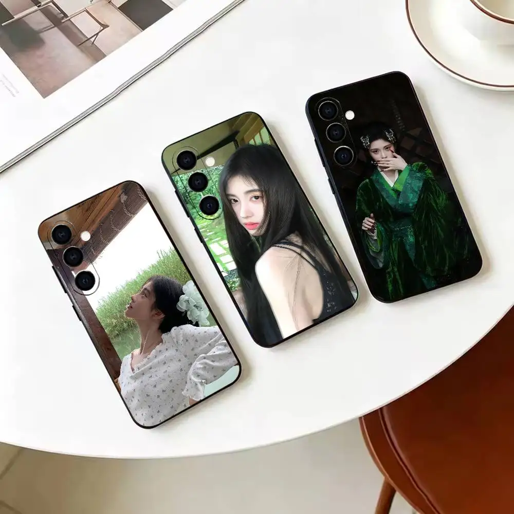Actress Ju Jingyi T-Kiku  Black Soft Silicone Phone Case For Samsung Galaxy A71 A72 A73 A51 & Other Related Models