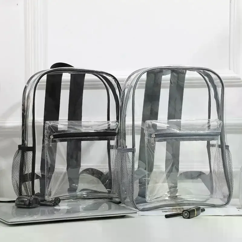 Transparent PVC Knapsack Large Capacity Outdoor Gym Backpack For Hiking Travel School Invisible Schoolbag For Sports