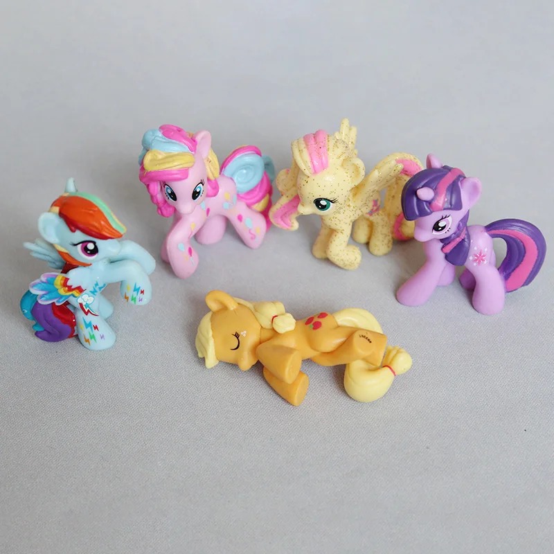 Hasbro-My Little Pony Figures para Crianças, Rainbow Dash Kawaii, Applejack, Rarity, Fluttershy Pinkie Pie Pie, Brinquedos Animados, Presentes