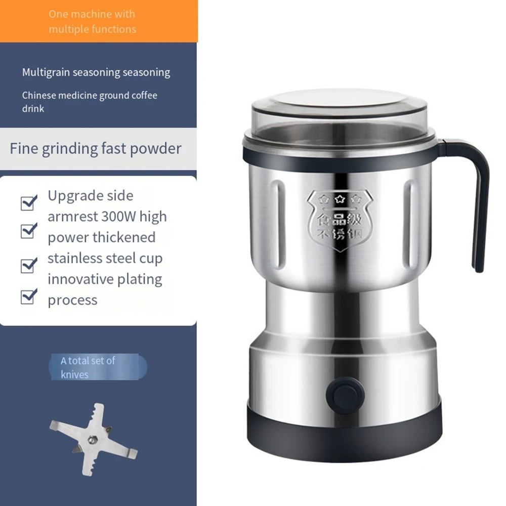 Electric Coffee Grinder,300W Mini Spice Grinder Electric with Stainless Steel Blades Dry Grinder forfor Beans, Spices (Sliver)