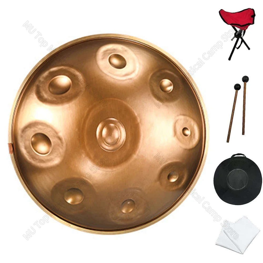 Hluru 440HZ 9/10 Tones Handpan Drum Steel Tongue Drum Inlaid Tambor Yoga Meditation Instrument with Phnom Penh