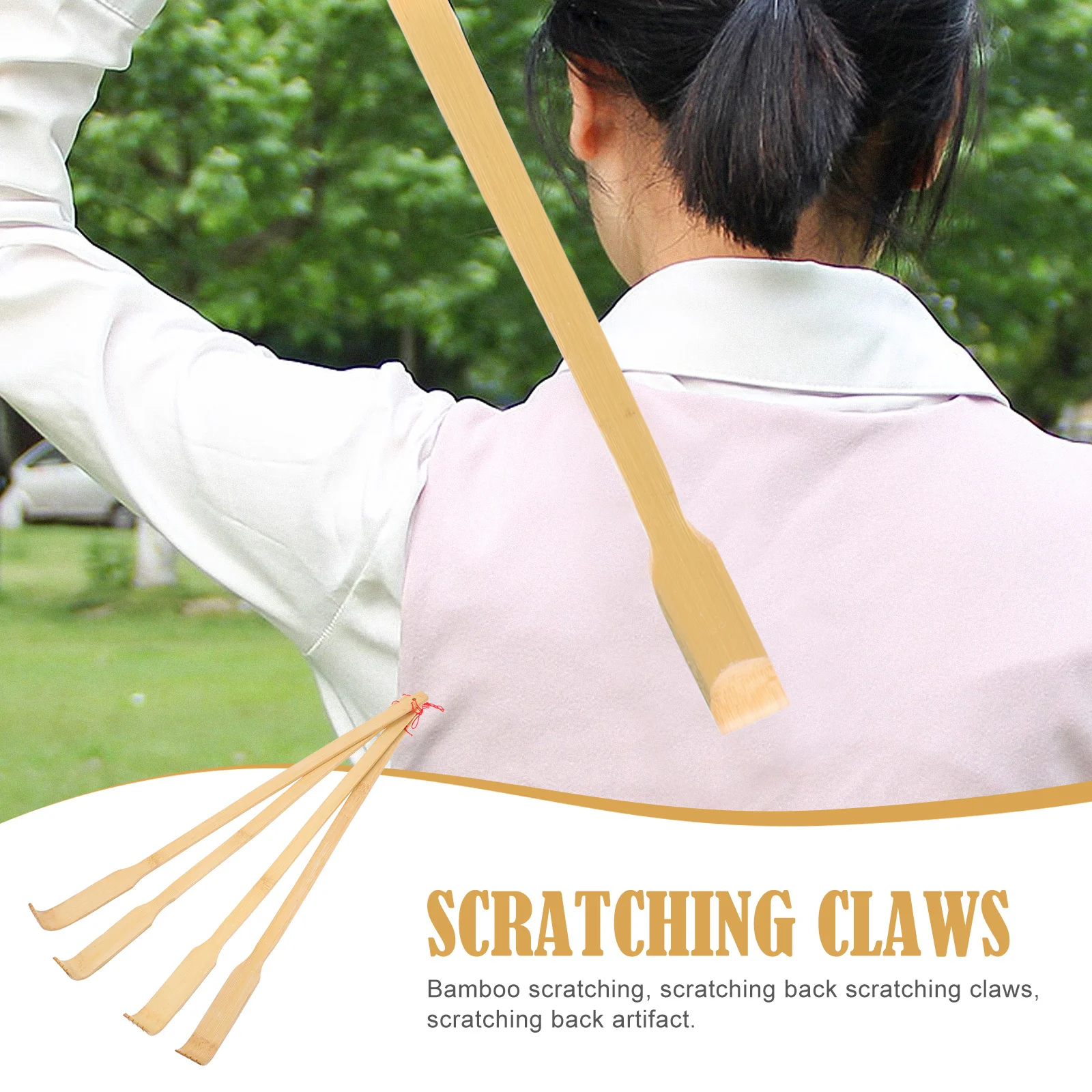 

4 шт. элегантный бамбуковый скребок для спины, многоугольный дизайн для самомассажа, портативное решение для ежедневного комфорта