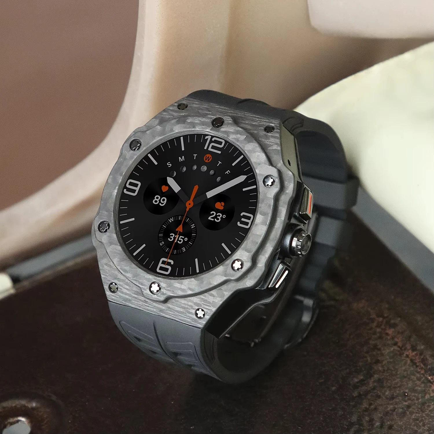 Комплект модификации из углеродного волокна для Samsung Galaxy Ultra Watch 47 мм, мужской аксессуар, резинка + углеродный чехол Galaxy Ultra 47 мм