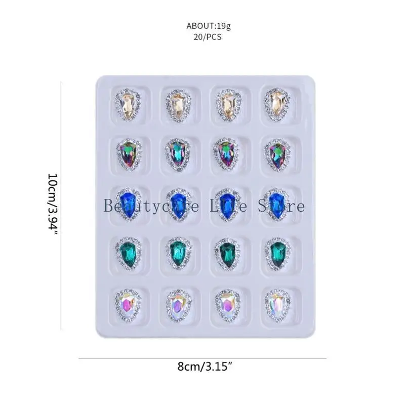 652c 20pcs 럭셔리 합금 네일 매력 네일리 라인톤 보석 럭셔리 네일 아트 모조 다이아몬드