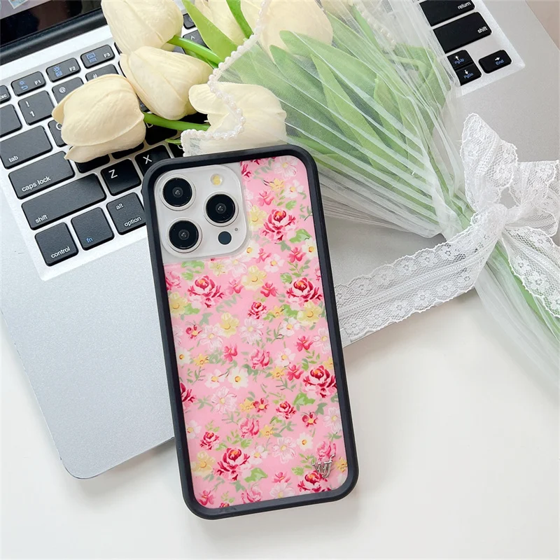 Wildflower 3D Various Colors Screen Of Flowers Phone Case for iPhone 15 14 13 Pro Max WF Cute Shockproof PC Back Cover Funda