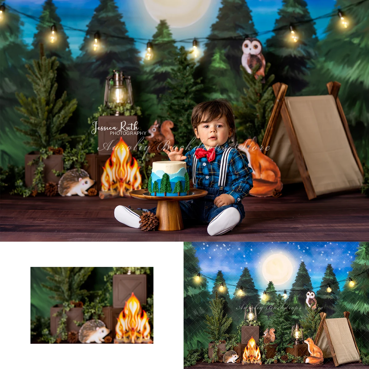 

Jungle Exploration Backgrounds Cake Smash Kids Adult Photography Child Baby Decors Wilderness Camping Bonfire Photo Backdrops