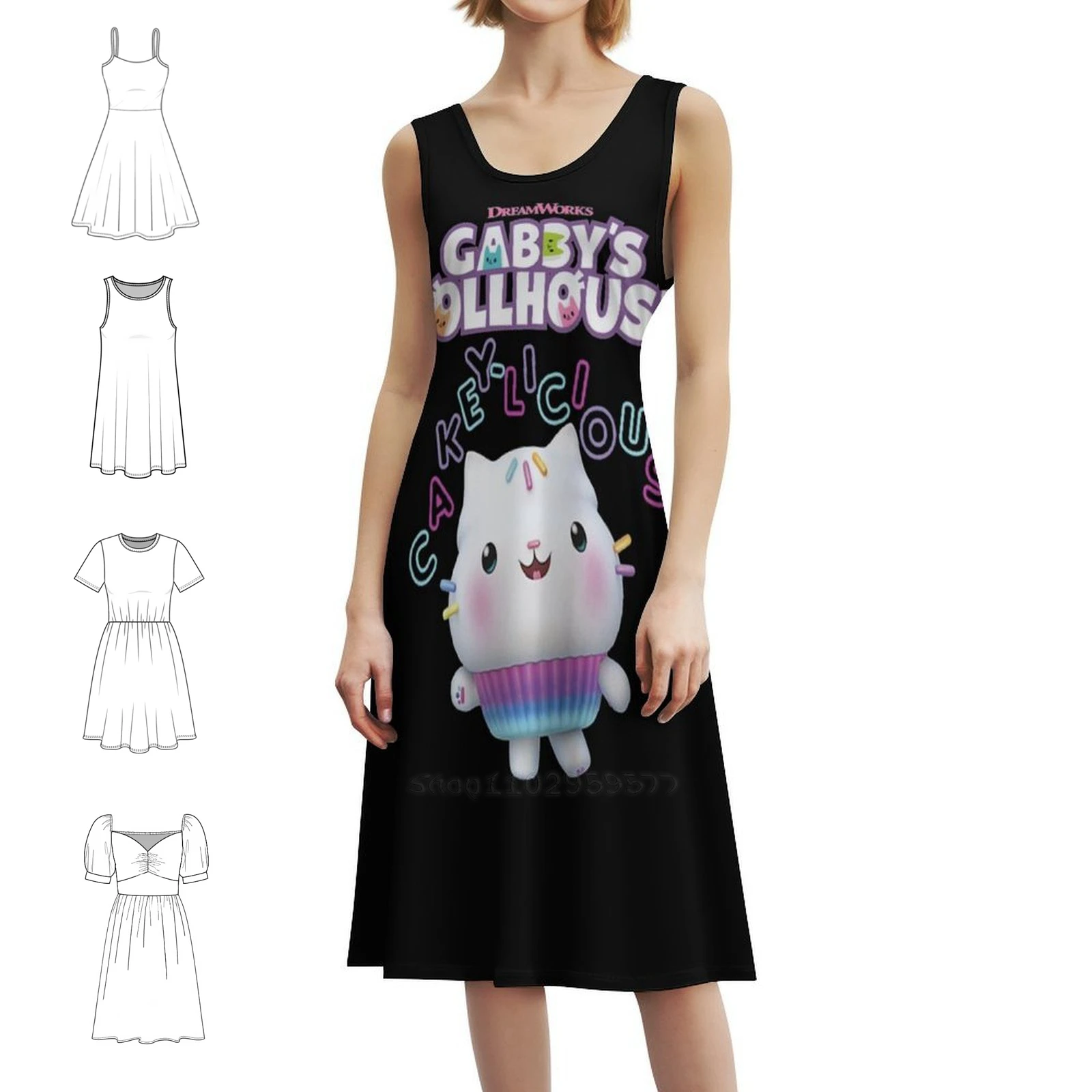 

Кукольный домик Gabbys, незаменимое винтажное богемное платье с пышными рукавами или без рукавов, варианты для женщин, платье для вечеринок с посыпкой, детская коробка