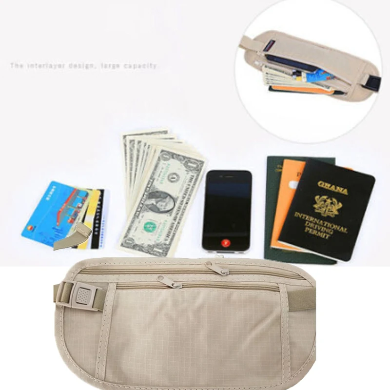 2023 New Style Unisex Fashion Travel Pouch Hidden Wallet Passport Money Waist Belt Bag Slim Secret Security