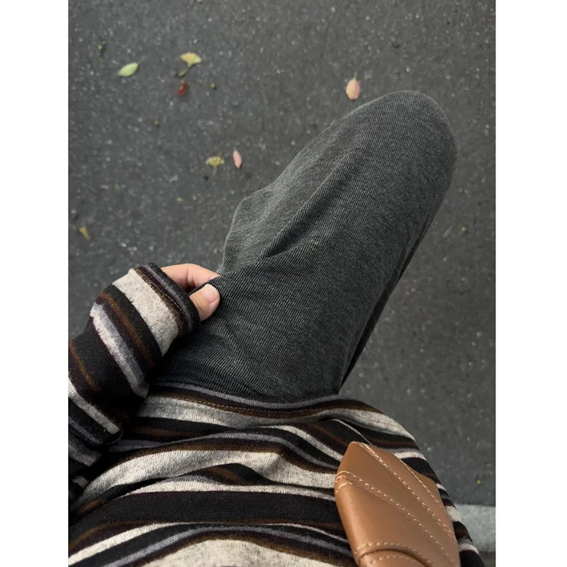 Koszula w paski Y2K damska koreańska retro kontrastowa z długim rękawem luźna bluzka na wczesną jesień do pracy