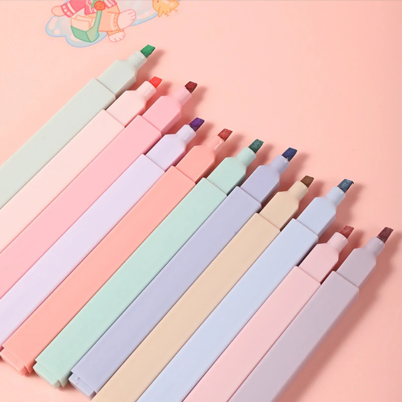 

12pcs Square Highlighter Markers Painting Tools for Journaling School Office Supplies for Students Artists and Stationery Lovers