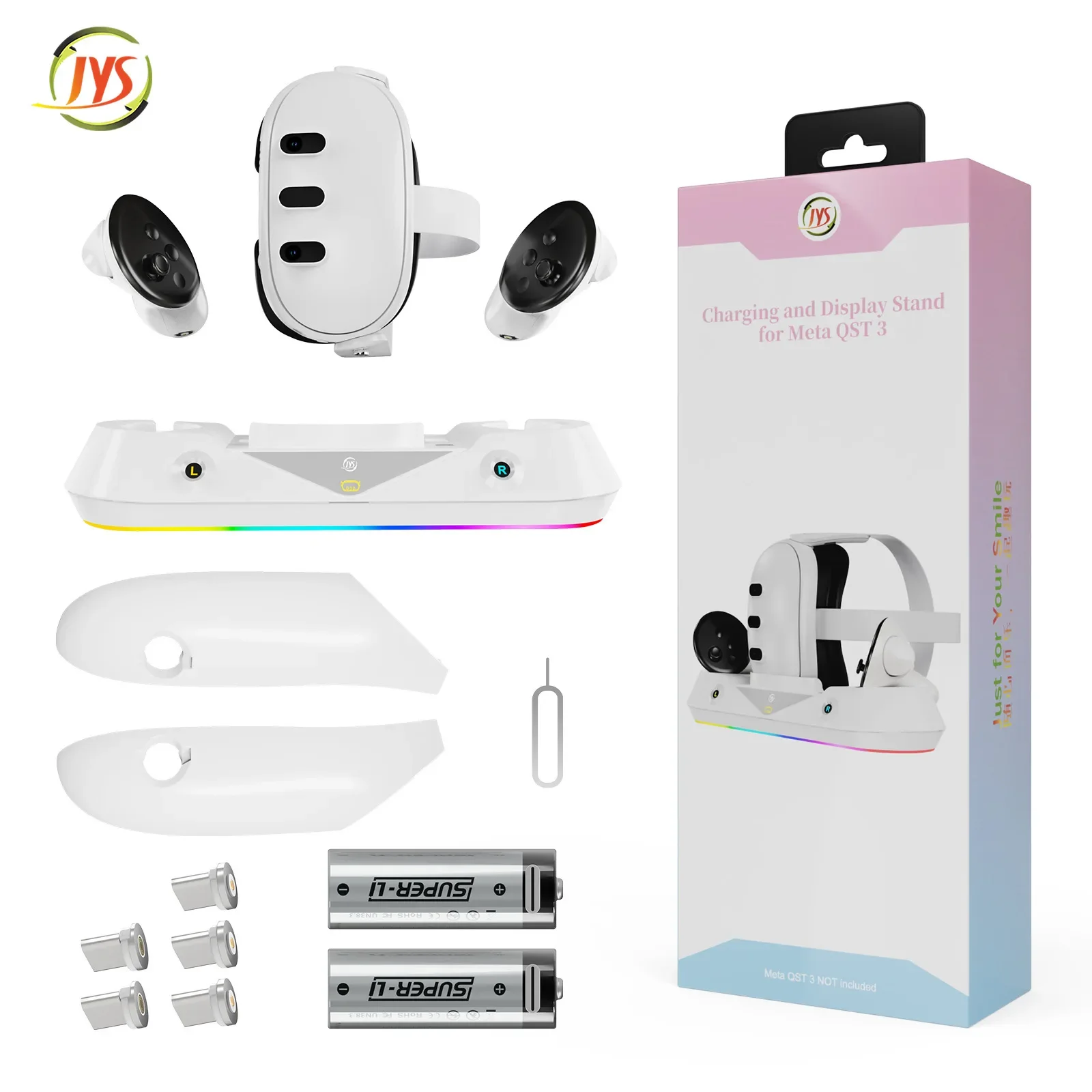 لـ Meta Quest3 VR Glasses Grip قاعدة شحن مغناطيسية مجموعة ملحقات التيار الزائد وحماية الدائرة العملية والمتينة