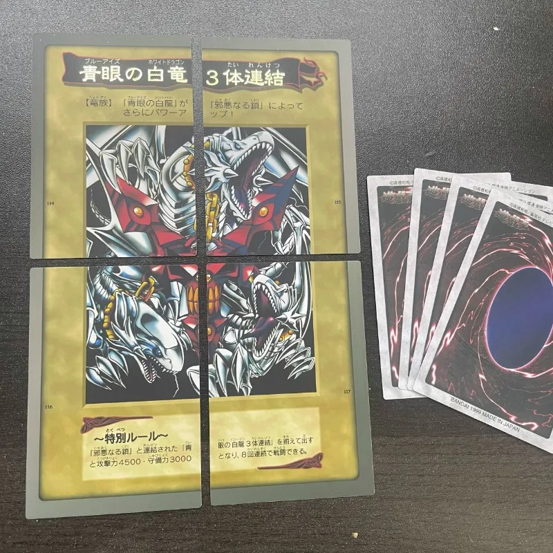 DIY Yu-Gi-Oh! Blue-Eyes White Dragon 3PCS/Set Flash Card Gold SR Anime Peripheral Game Collection Card Holiday Gift