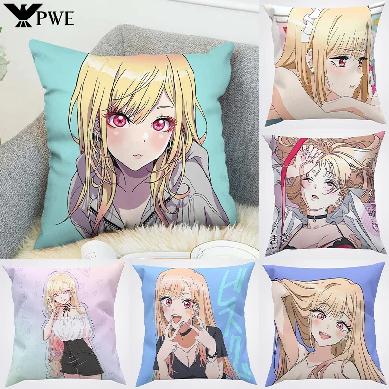 Pilow Cases Kitagawa Marin Couple Pillow Pillowcases 50x50 Decorative Pillows for Sofa Car Decoration Cushion Cover Luxury Anime