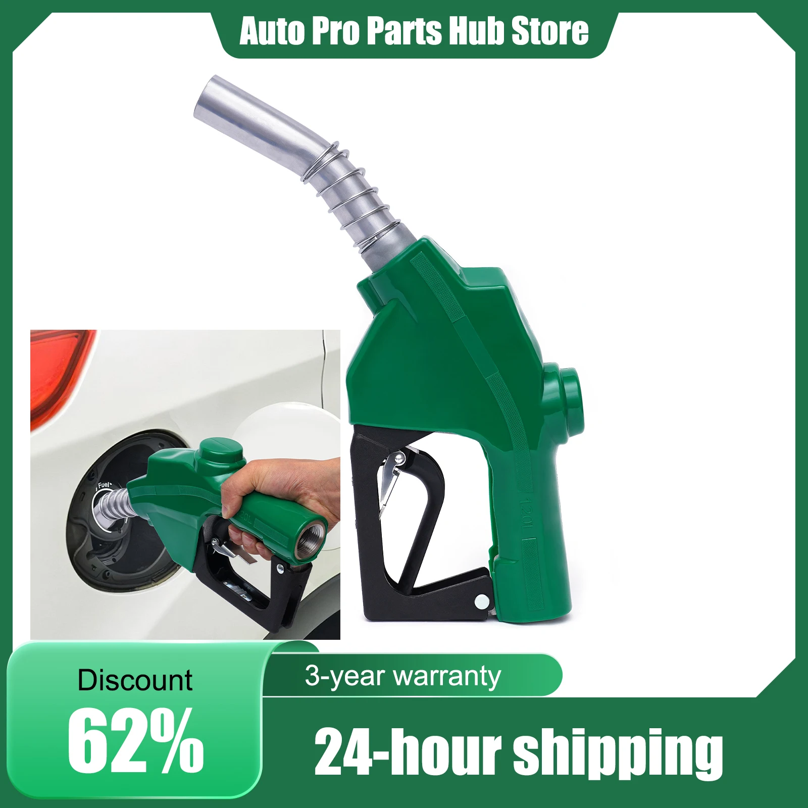 

1-дюймовая автоматическая топливная форсунка, самоуплотняющаяся форсунка для перекачки дизельного топлива, автоматическое отключение, алюминиевая топливная форсунка с высоким расходом, 3 скорости