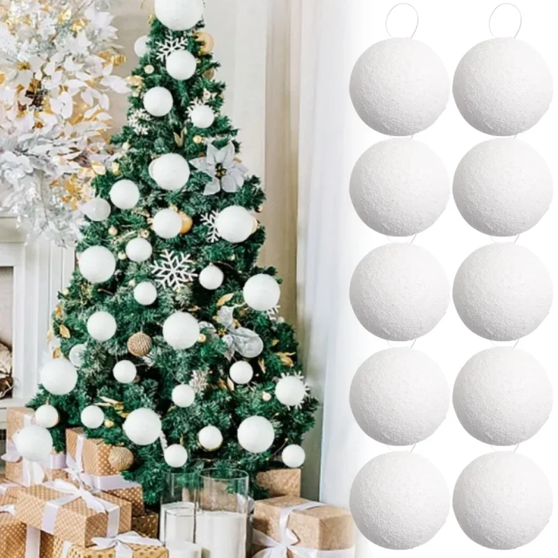 أنيقة الأبيض عيد الميلاد المجال ديكور 4/8 سنتيمتر قابلة لإعادة الاستخدام رغوة كرة الثلج الحلي DIY بها بنفسك شجرة عيد الميلاد غرفة الطعام الشرفة تزيين