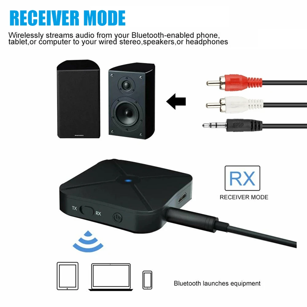 2 IN 1 Real Stereo Bluetooth -compatible 5.0 Receiver Transmitter Bluetooth Wireless Adapter Audio With 3.5MM AUX For TV MP3 PC