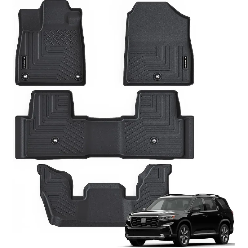 

Floor Mats for 2023 2024 Pilot, All Weather TPE Protection Floor Liners Full Set Automobile Mats