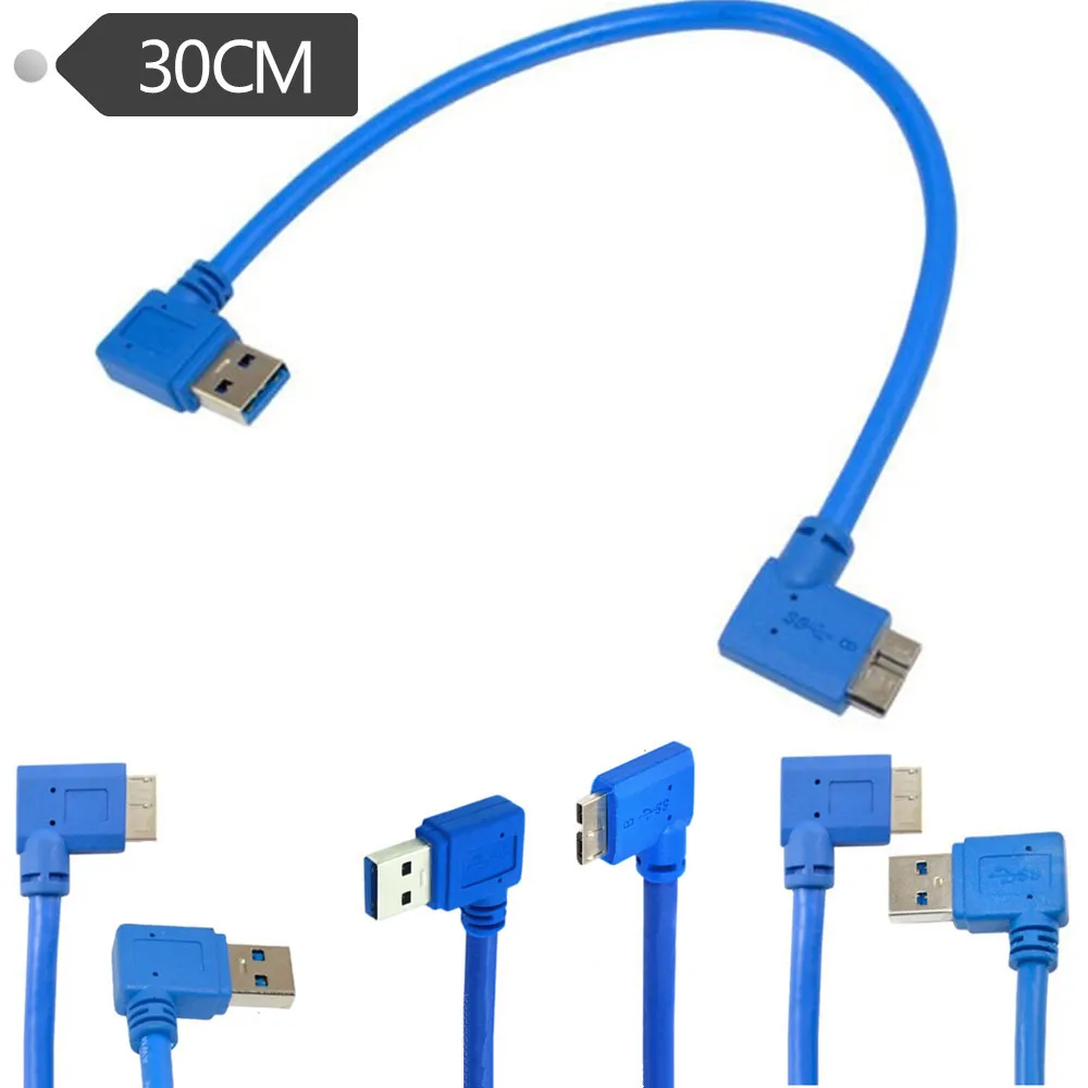 USB 3.0 AM Lewy Micro Right Bend Mobilny dysk twardy Kabel do aparatu cyfrowego Kabel USB 3.0 pod kątem 90