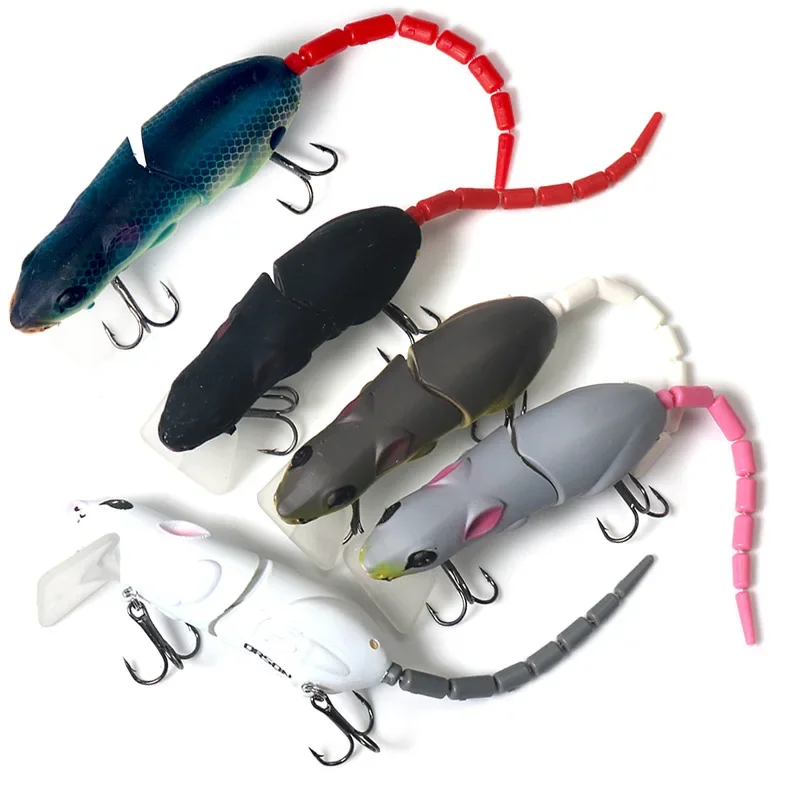 Plastic Mouse Fishing Lure With 3D Eyes Wagging Tail Slow Sinking Artificial Bait for pike bass Swimbaits minnow Floatingbaits