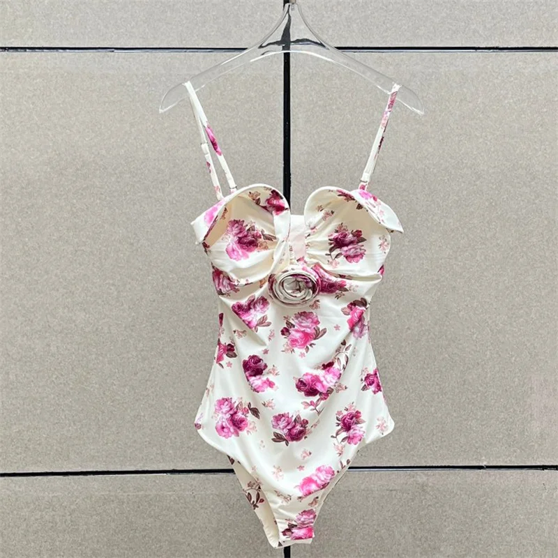 Bodysuit women New elastic slim fit suspender sleeveless top for summer 2026 3D floral decoration women's corset women's bodys