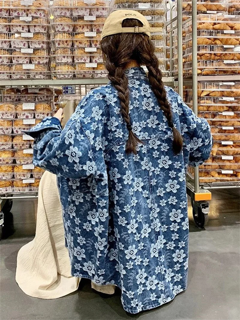 Camisa vaquera chaqueta mujer primavera y otoño 2025 nueva moda jacquard Casual ropa informal suelta blusa Tops femeninos