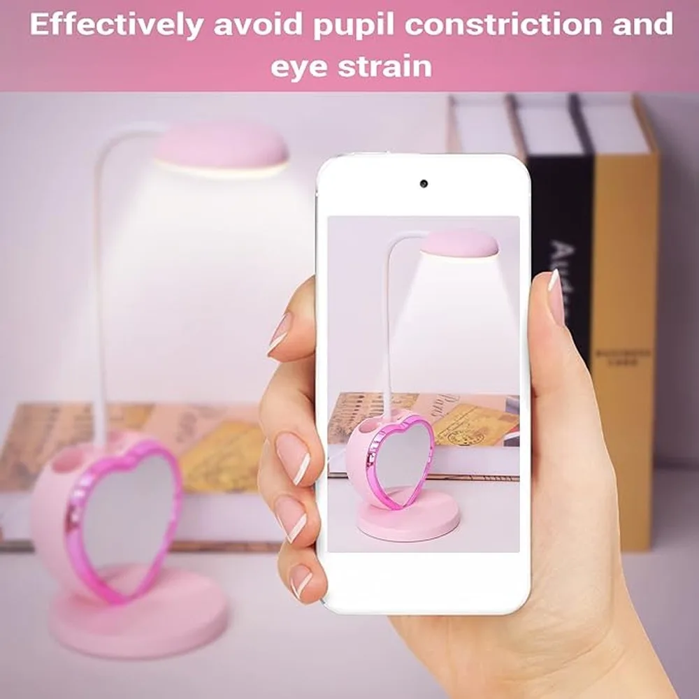 Multifunctional Desk Lamp Rechargeable LED Eye Caring Study Lamp Heart Shape Rechargeable