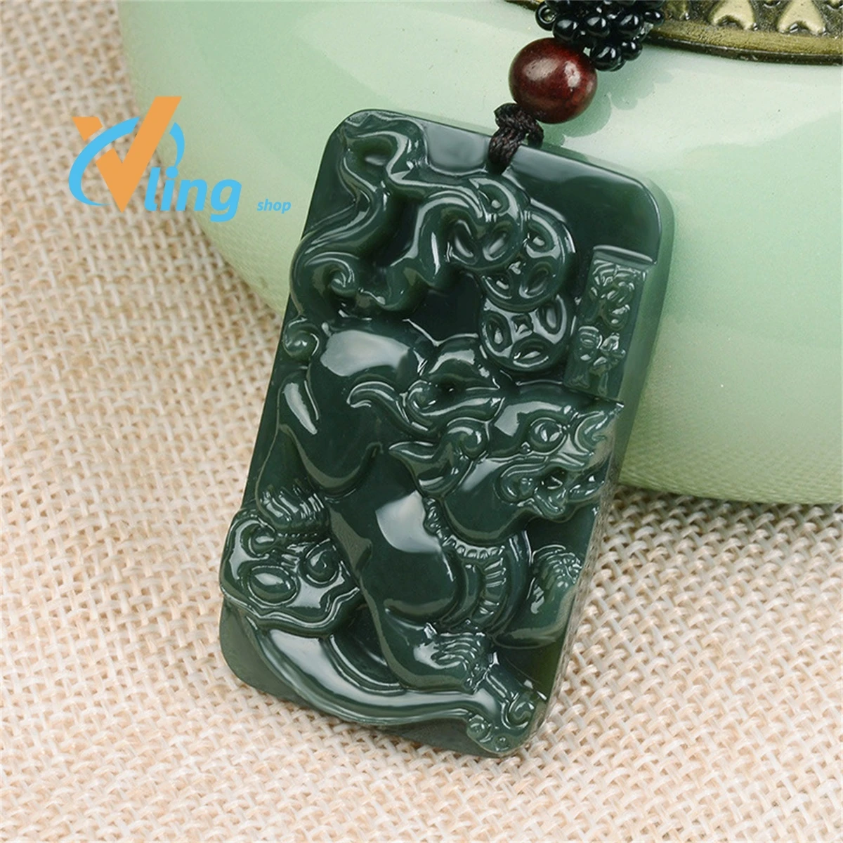 

Jewelry Hotan Jade Blue Jade Pixiu Pendant for Men and Women Kylin Brand Bracelet Necklace Fashion Gift Charm Retro Amulet