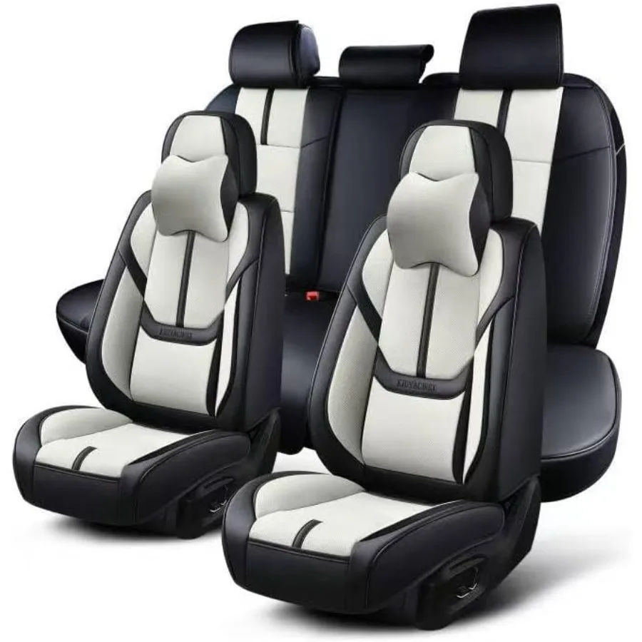 Auto Car Seat Covers Accessories Full Set Leather Cushion Protector Breathable Waterproof Seat Cover for Cars Universal Fit Bla
