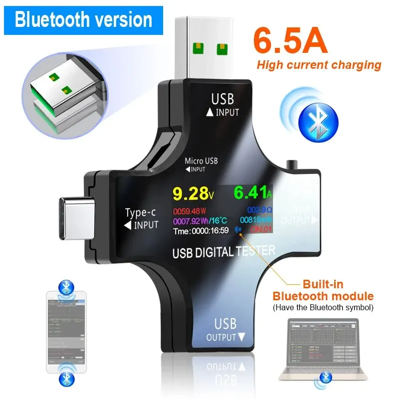 ‌ USB-tester Type-C PD digitale capaciteitsmeter 8A spanningsstroommonitor Power Bank opladerdetector met QC3.0 snel opladen