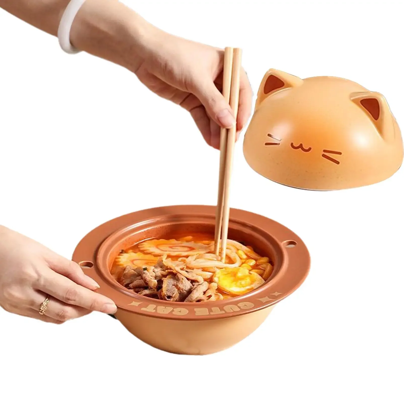 

Toasted Kitten Ramen Bowl Ceramic Ramen Bowl Set Food Storage Container with Spoon Chopsticks Perfect Gift for Cat Lovers
