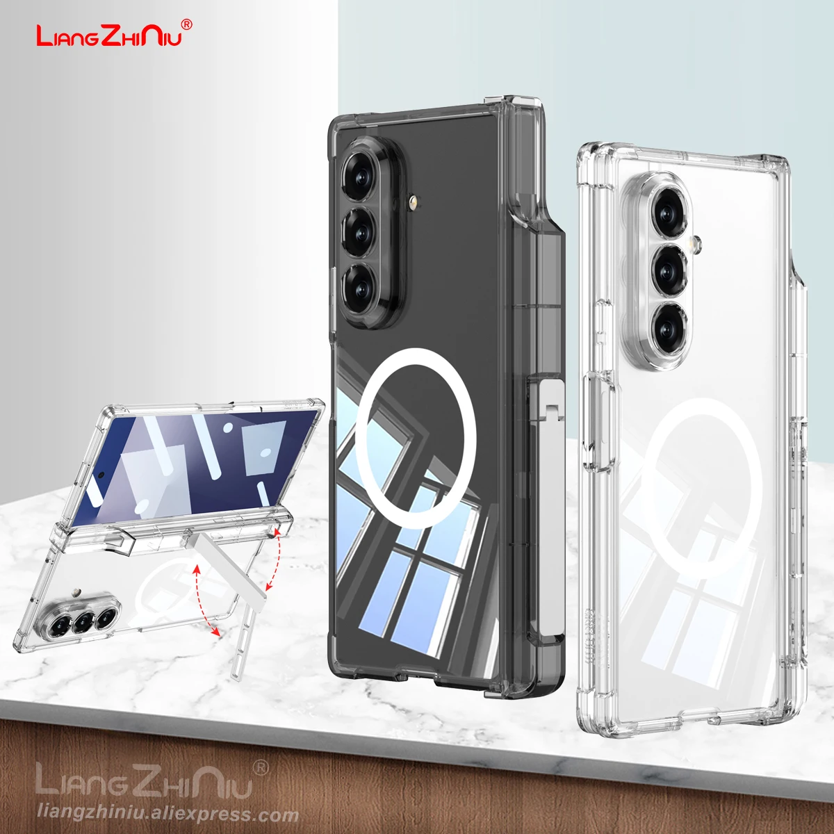 

Чехол для Samsung Galaxy Z Fold 7, магнитная складная подставка, слот для ручки, рамка из закаленной пленки «все в одном», ТПУ + ПК, Hd, прозрачный чехол